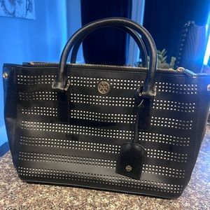 Tory Burch Robinson Black Perforated Bag